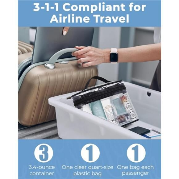 TSA approved clear toiletry bag waterproof travel makeup cosmetic organizer set - Picture 6 of 7